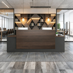 Walnut Look Reception Counter with Double Workstations