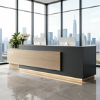 Corporate Reception Counter with Timber Inlay and LED Glow