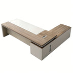 Executive Desk with Extended Side Cabinet and Modular Storage Options