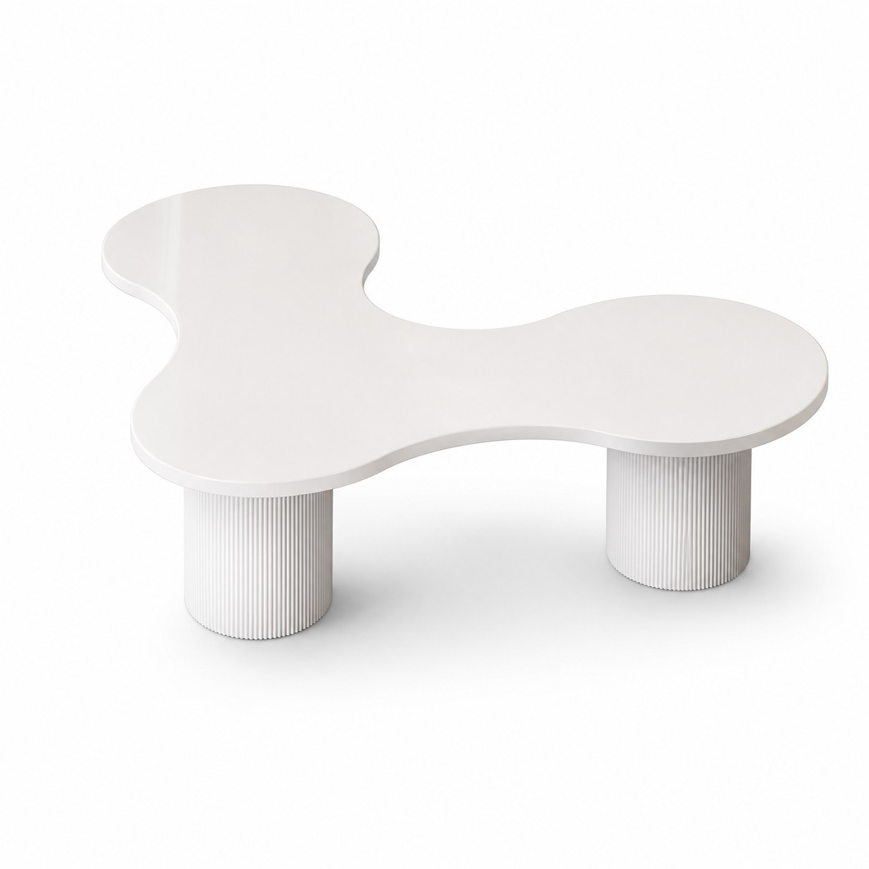 Modern Curved Boardroom Conference Table with Gloss Finish and Cylindrical Base