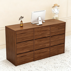 Walnut Boutique Reception Counter with Deep Drawers