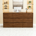 Walnut Boutique Reception Counter with Deep Drawers