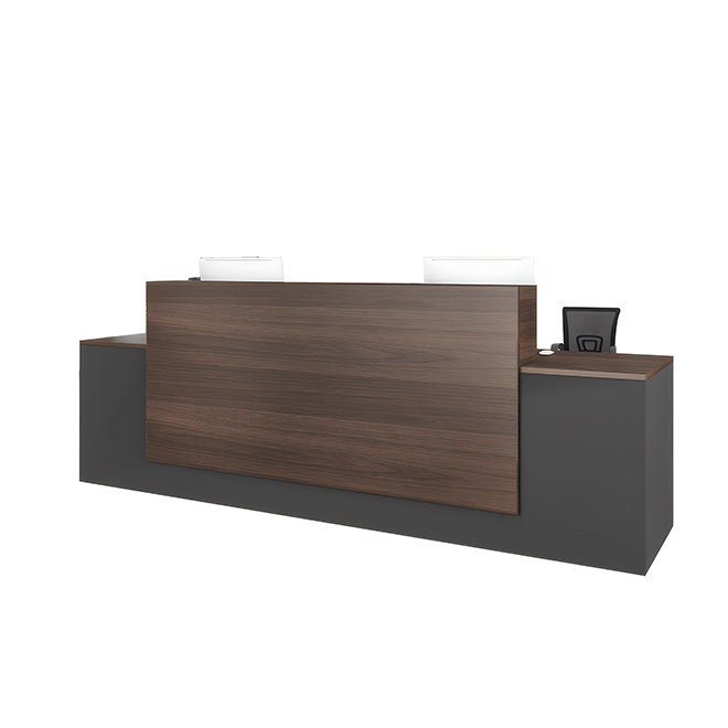Walnut Look Reception Counter with Double Workstations