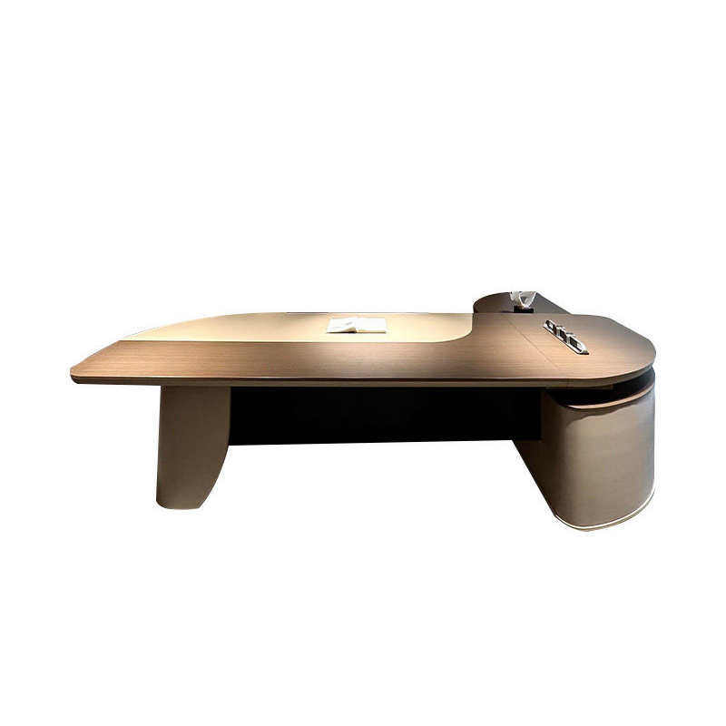 Modern Curved Executive Desk in White Ash or Black Walnut Finish