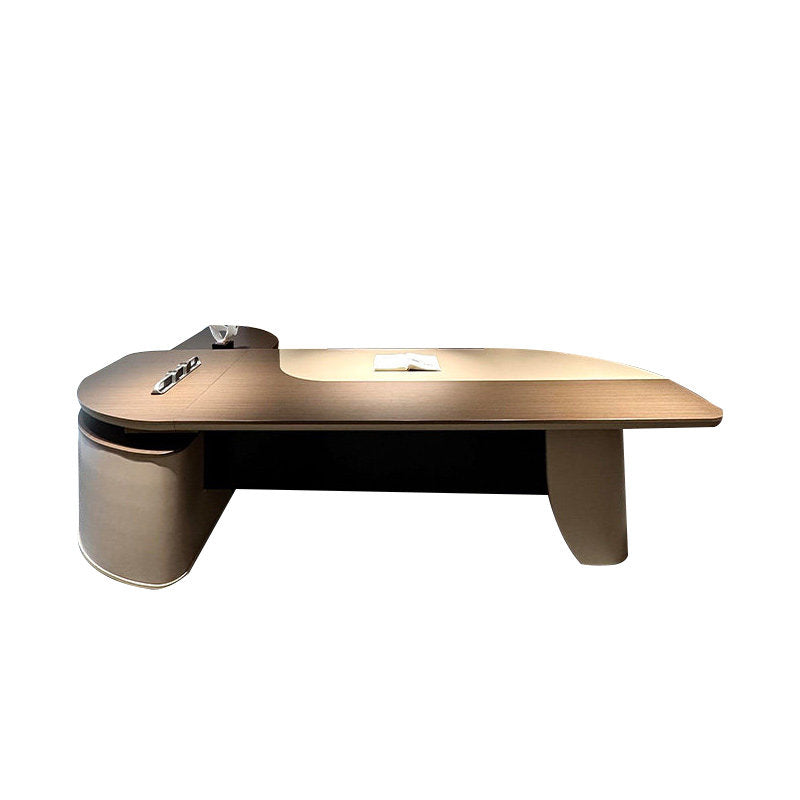 Modern Curved Executive Desk in White Ash or Black Walnut Finish