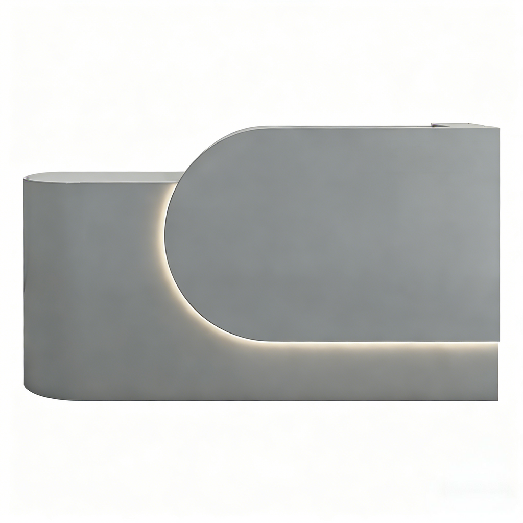 Compact Curved Reception Counter for Beauty and Skin Clinics