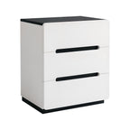 Minimalist Rounded Bedside Table with Concealed Pull Handles and Drawer Storage