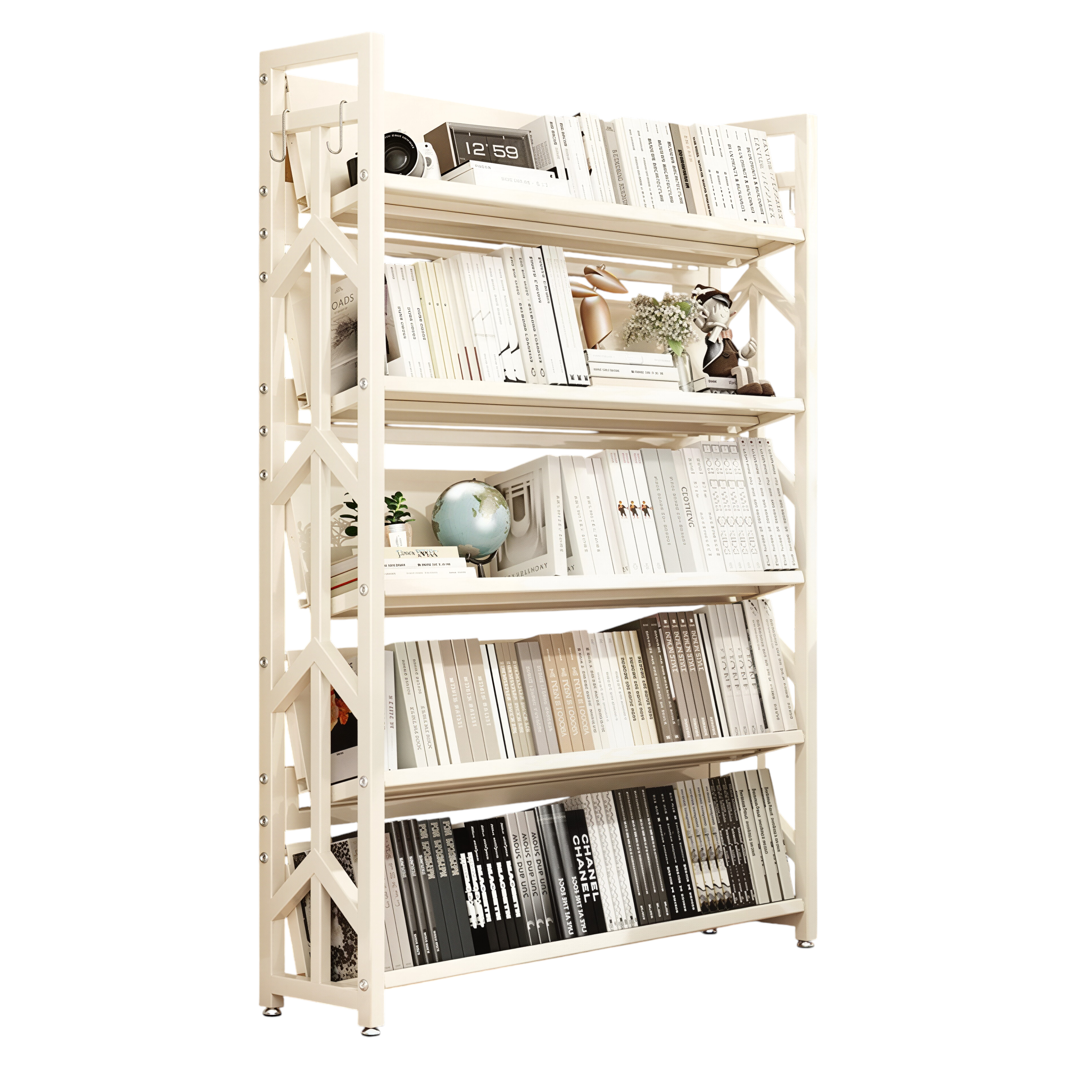 Adjustable Multi-Tier Bookcase With Slanted Shelves