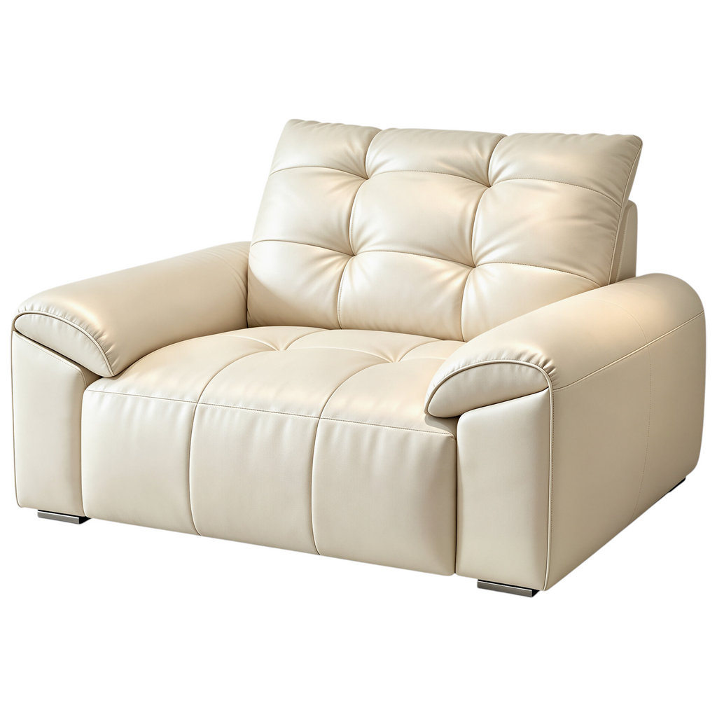 Minimalist Leather Sofa with Generous Seating and Sculpted Contemporary Form