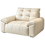 Minimalist Leather Sofa with Generous Seating and Sculpted Contemporary Form