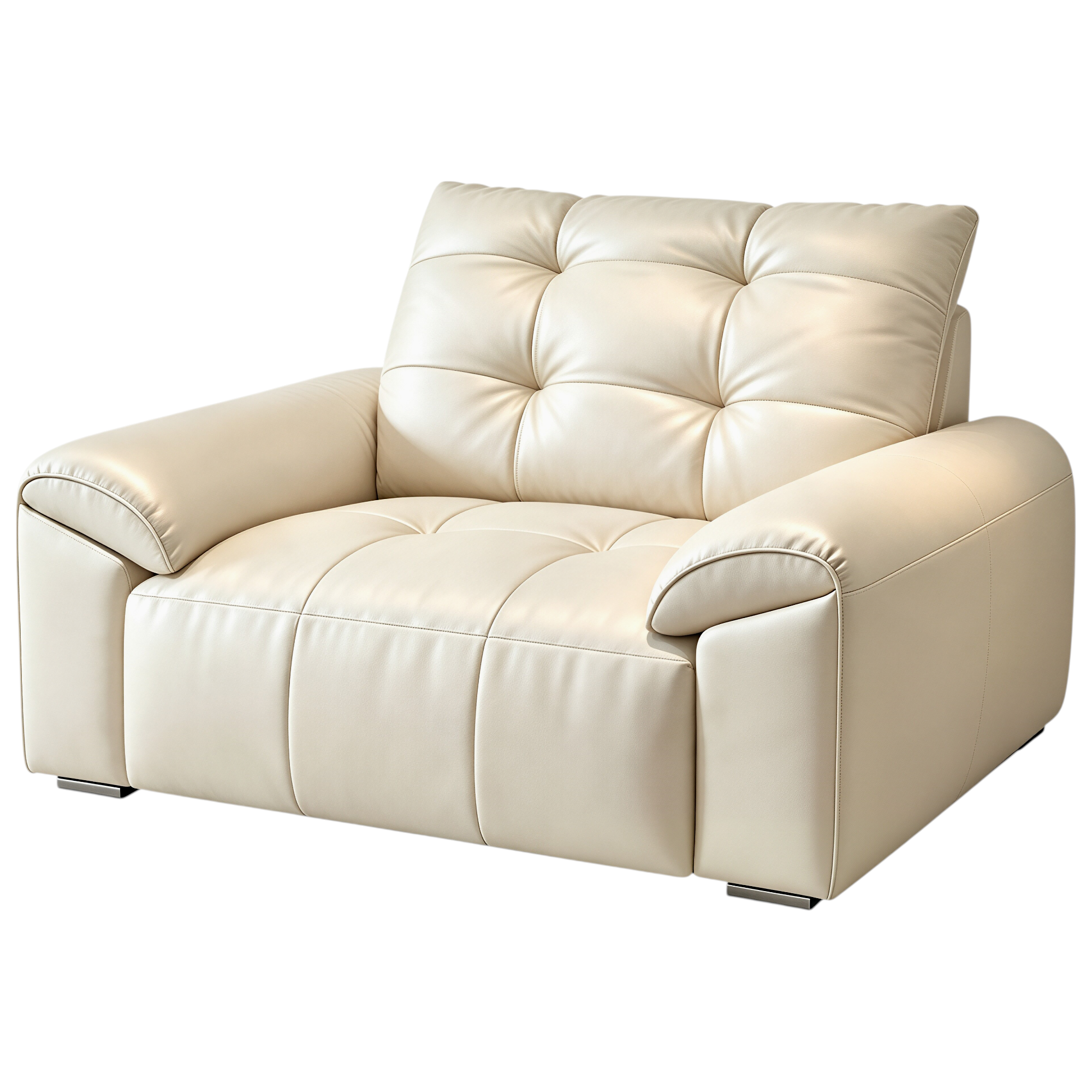 Minimalist Leather Sofa with Generous Seating and Sculpted Contemporary Form