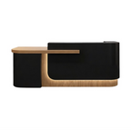 Modern Curved Reception Desk with Return Counter and Timber-Look Side Panel