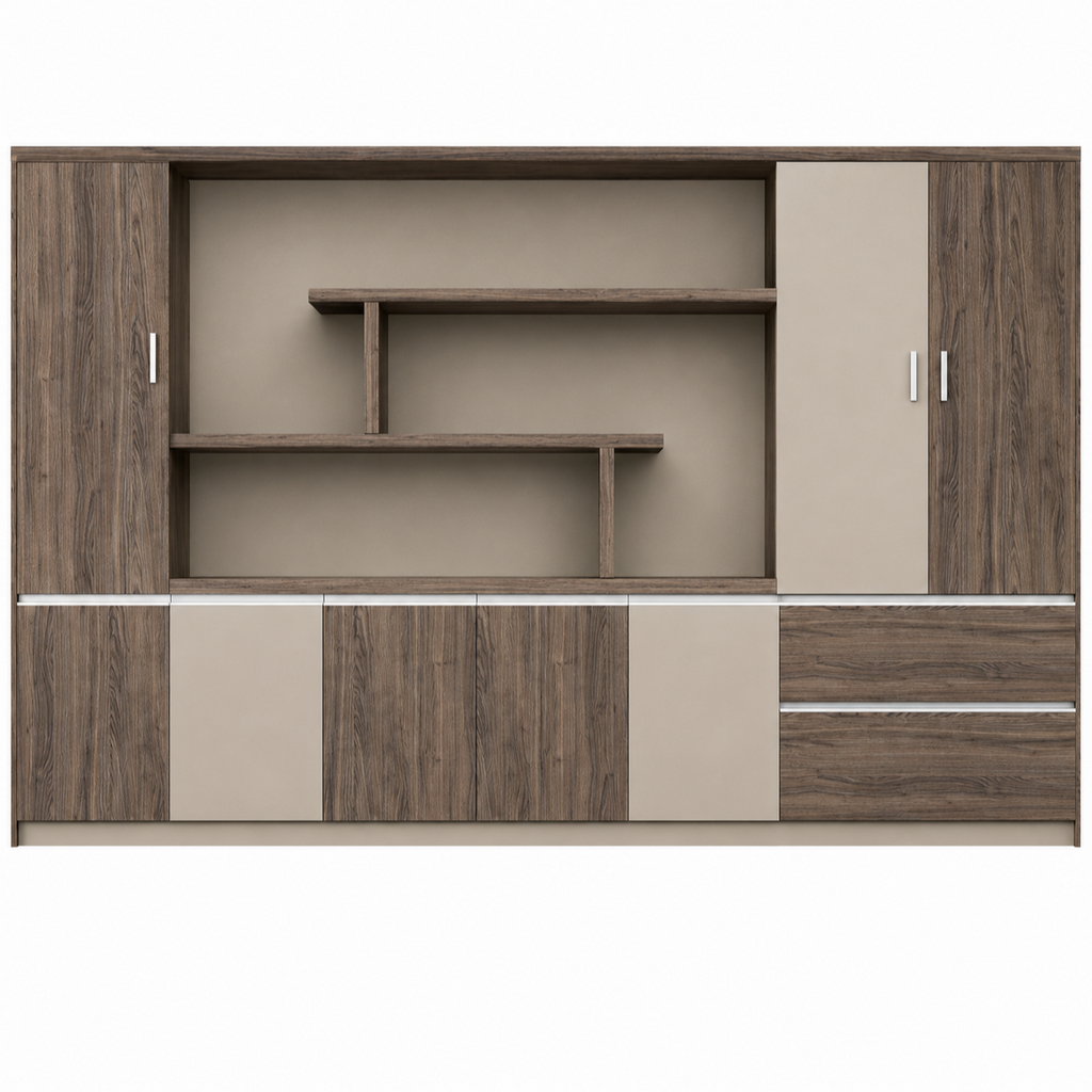 Contemporary Executive Office Storage Cabinet with Display Shelving