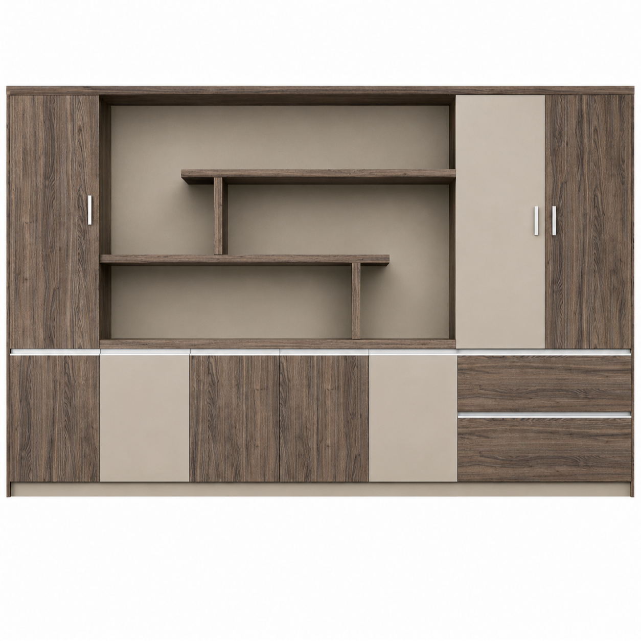 Contemporary Executive Office Storage Cabinet with Display Shelving