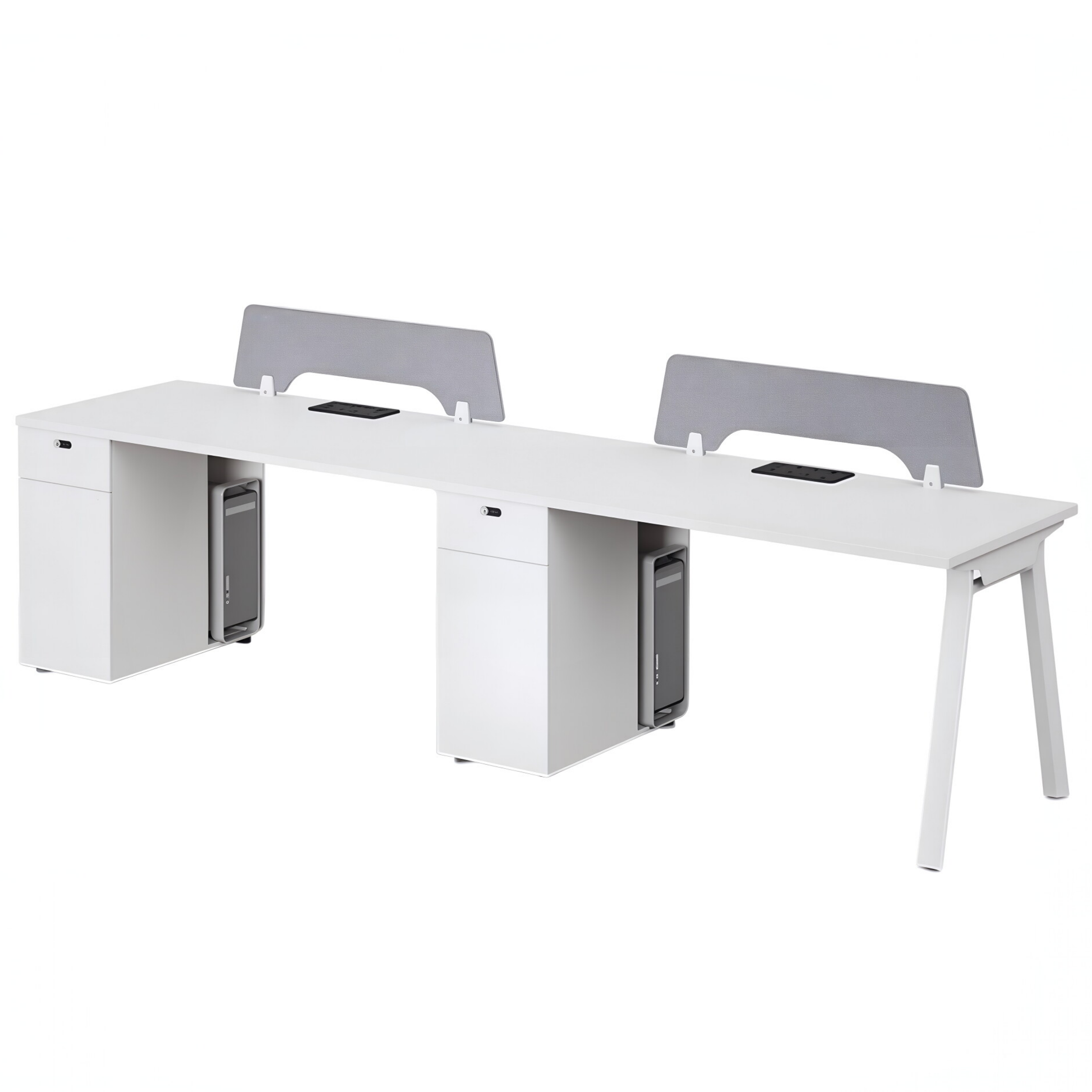 Minimalist Bench Workstation with Screen Panels