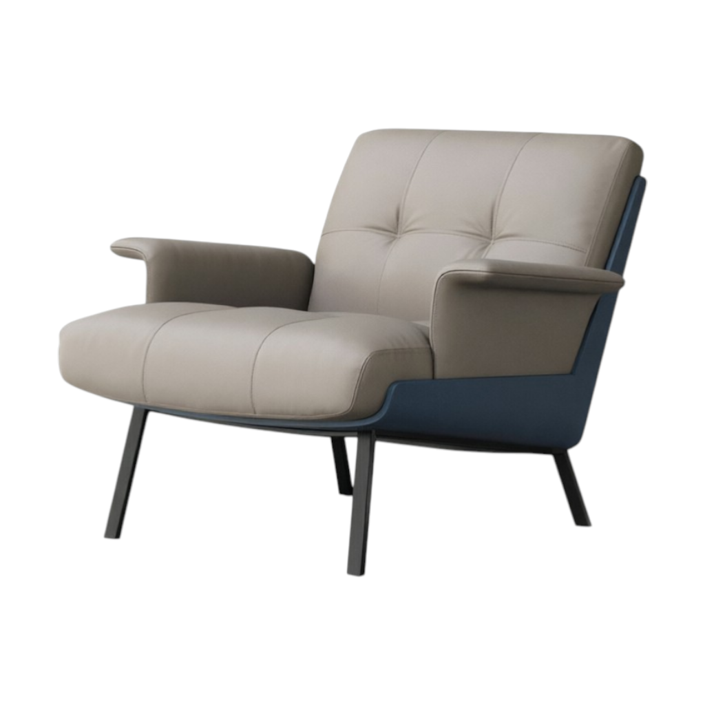 Modern Lounge Armchair with Upholstered Cushion and Solid Wood Frame for Reception Areas