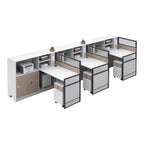 Office Workstation Desk with Privacy Panels and Integrated Storage
