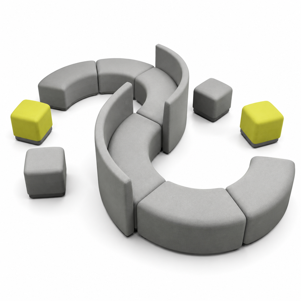 Agile Curved Modular Lounge Suite for Collaborative Breakout Areas and Modern Reception Spaces