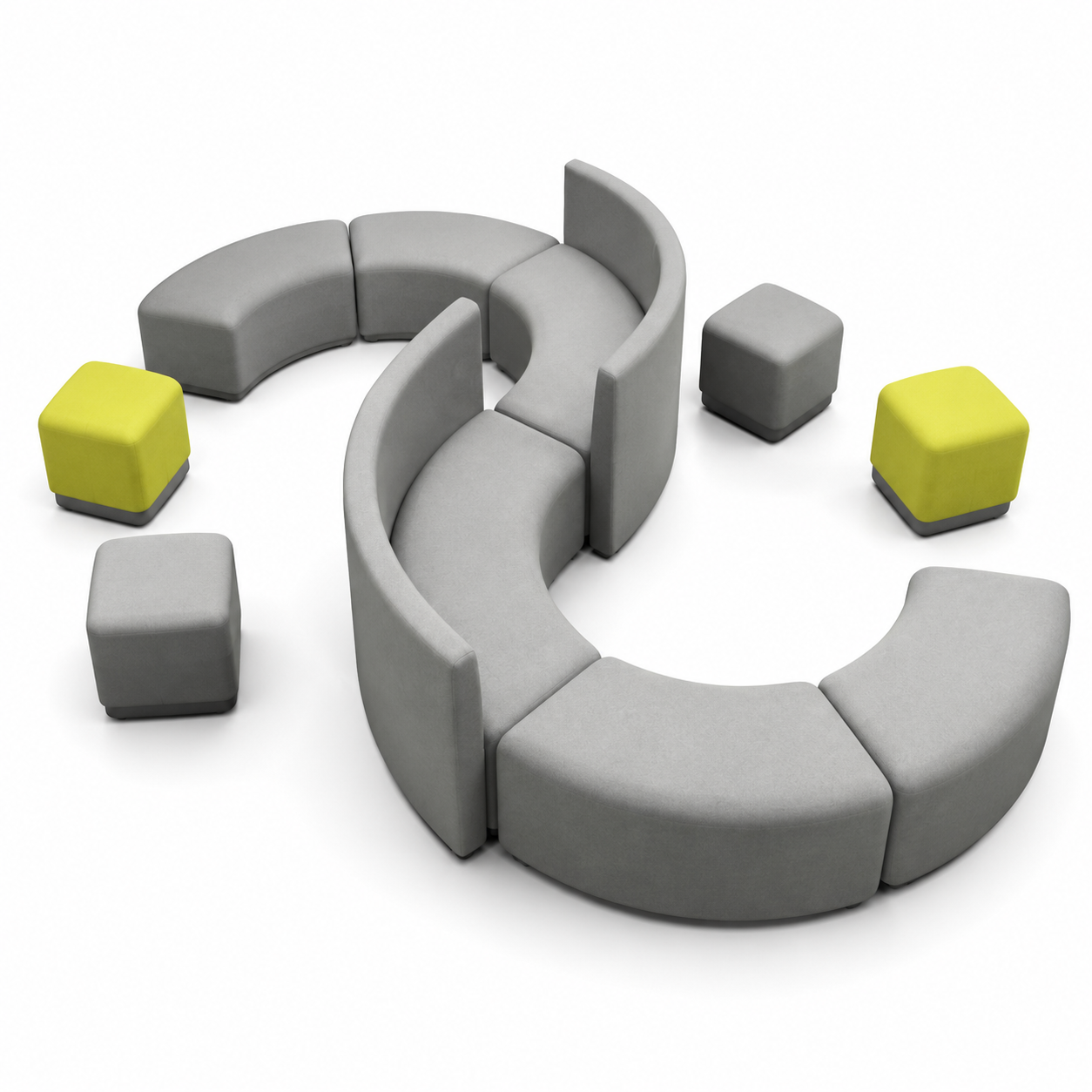 Agile Curved Modular Lounge Suite for Collaborative Breakout Areas and Modern Reception Spaces