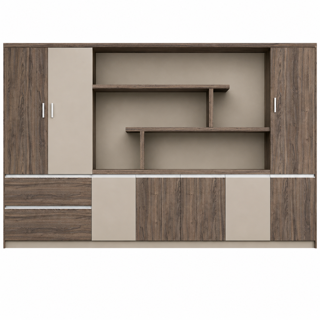 Contemporary Executive Office Storage Cabinet with Display Shelving