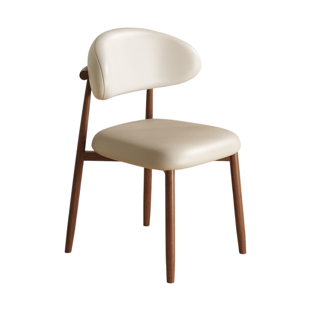 Modern Upholstered Home Chair With Curved Backrest And Steel Legs