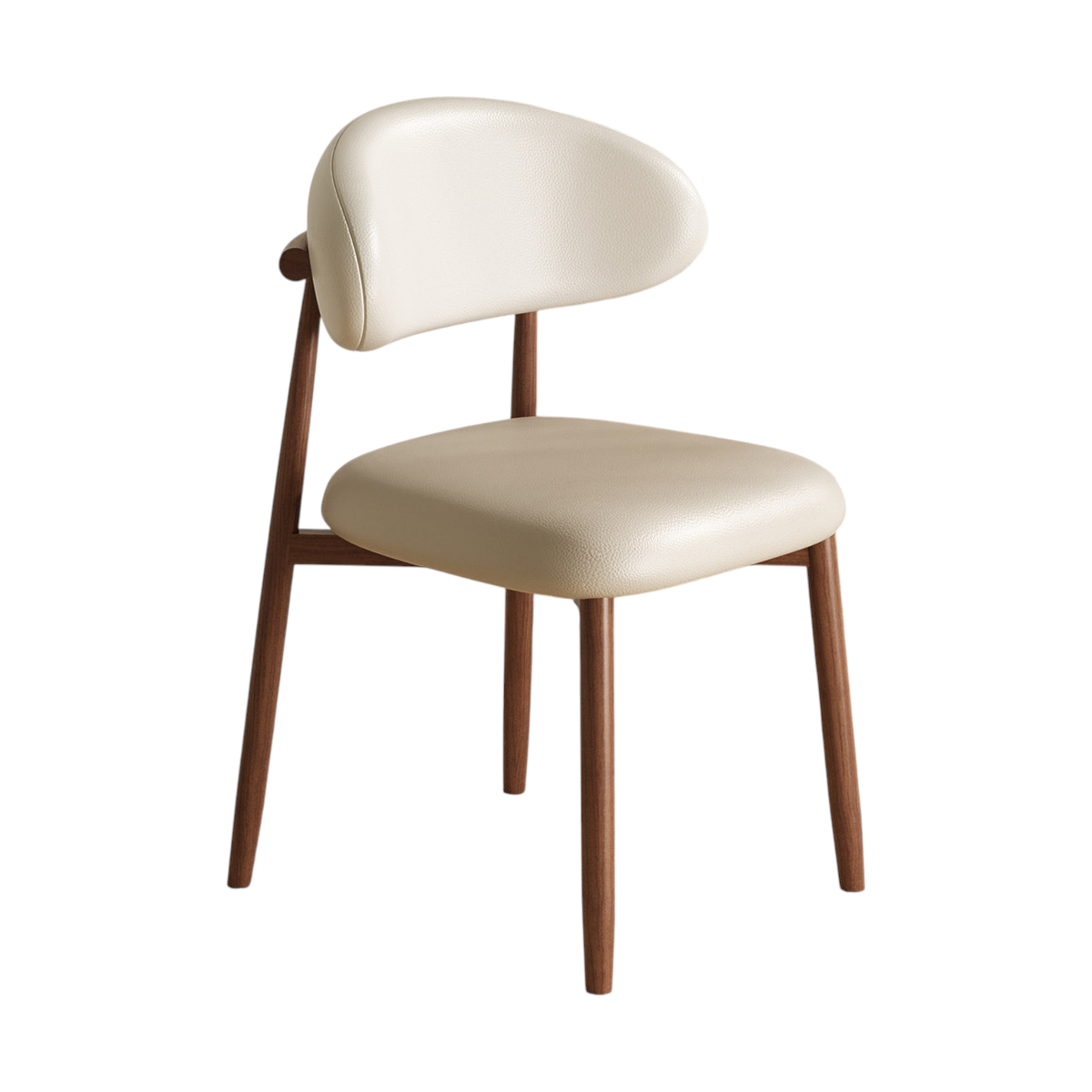 Modern Upholstered Home Chair With Curved Backrest And Steel Legs