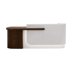 Modern Curved Reception Desk with Return Counter and Timber-Look Side Panel