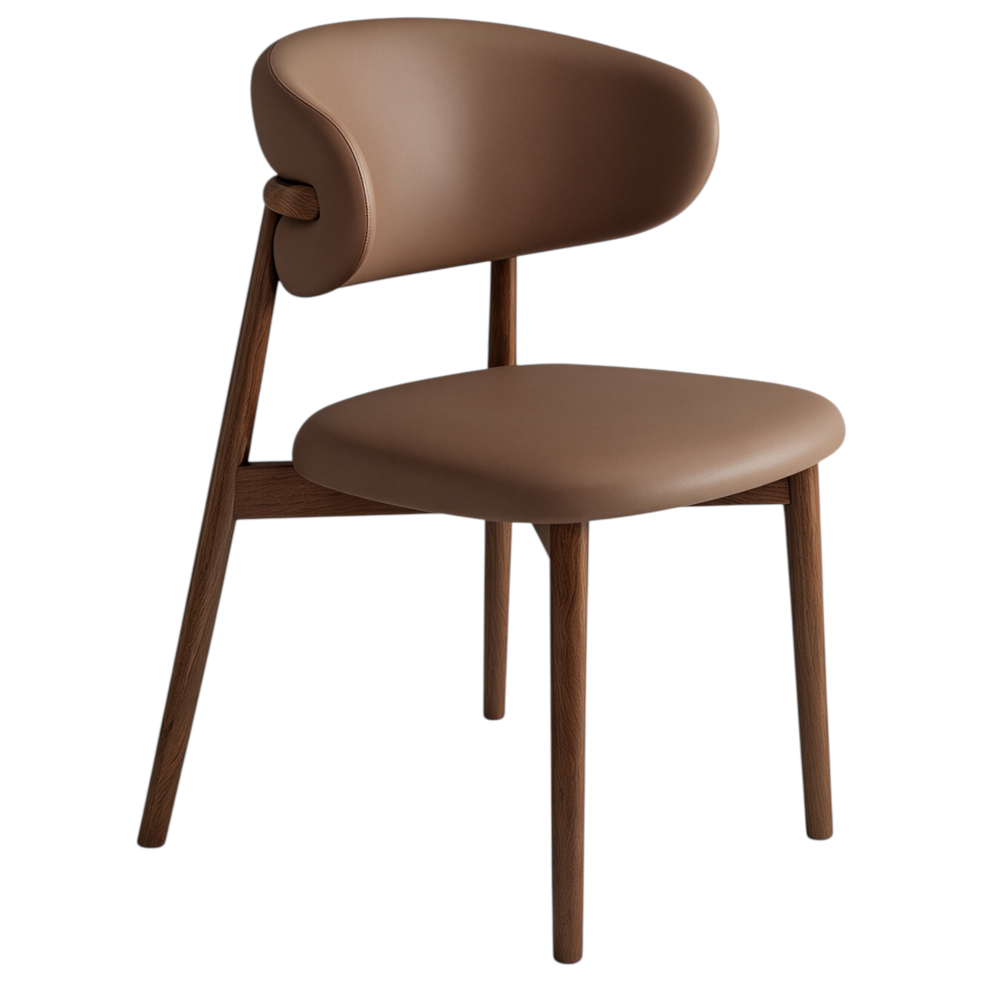 Modern Upholstered Home Chair with Curved Backrest and Solid timber Legs