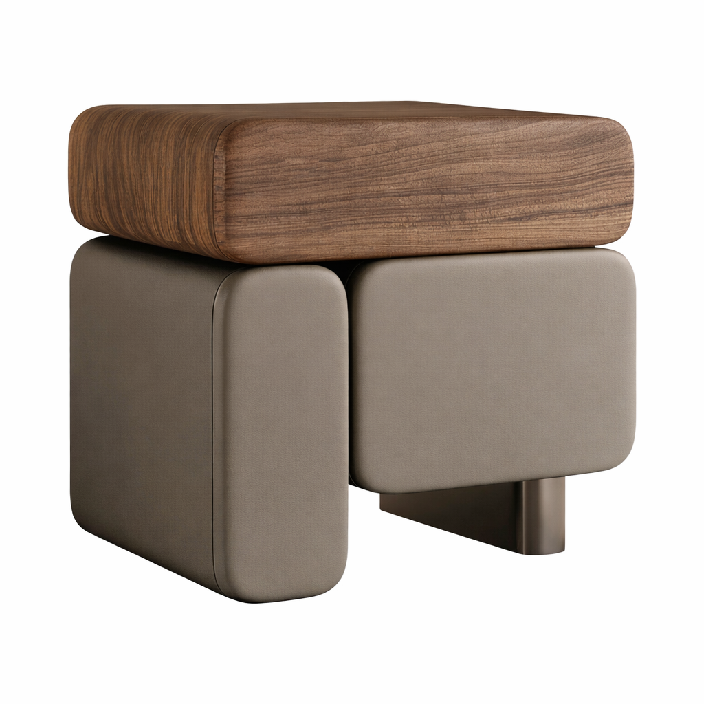 Designer Bedside Table in Walnut Look