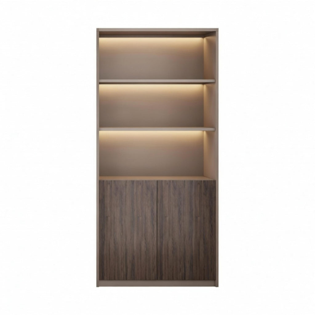 Premium Executive Storage Cabinet with Open Display Shelves