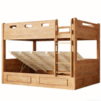 Space-Saving Timber Bunk Bed with Drawers and Stairs