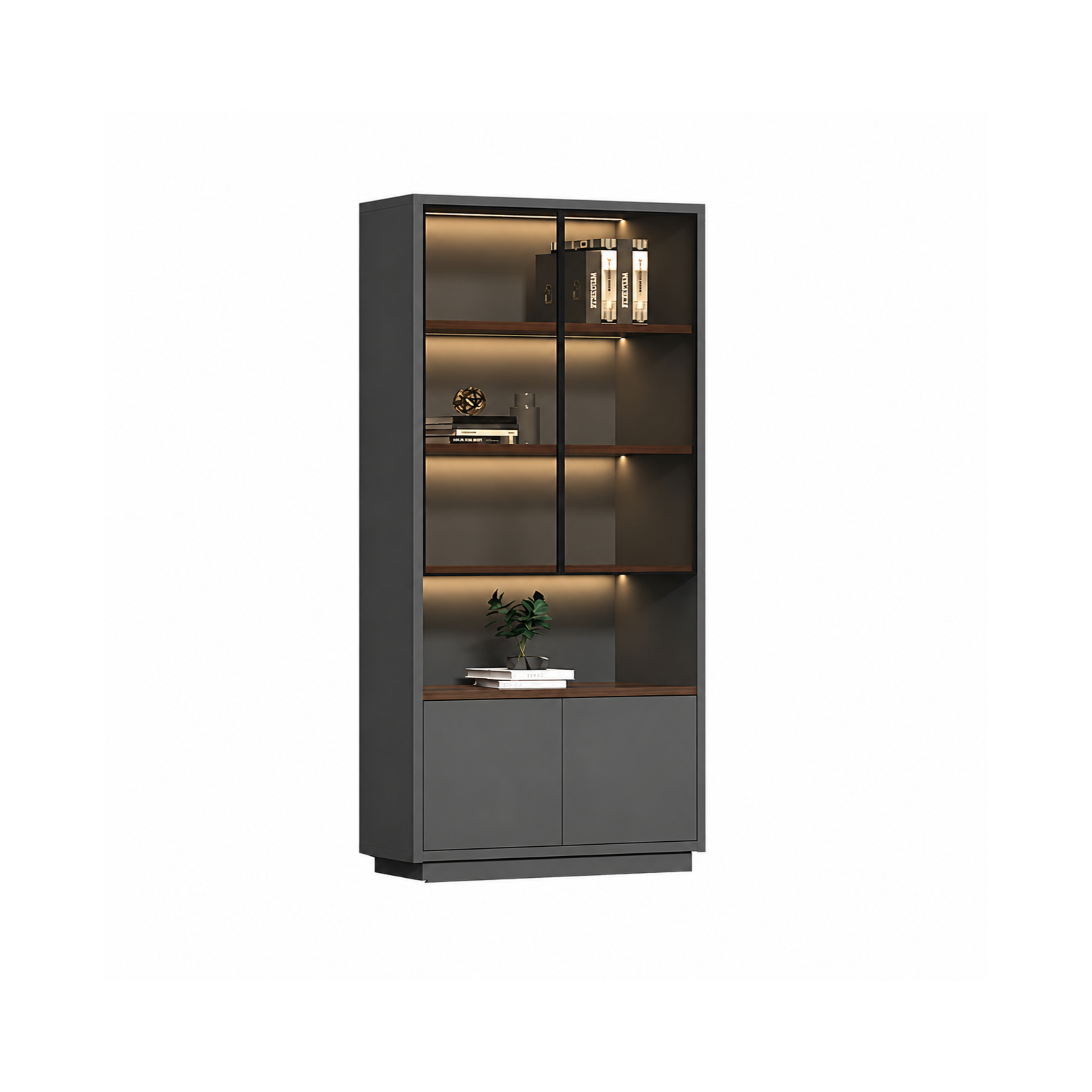Modern Open-Shelved Executive Storage Cabinet