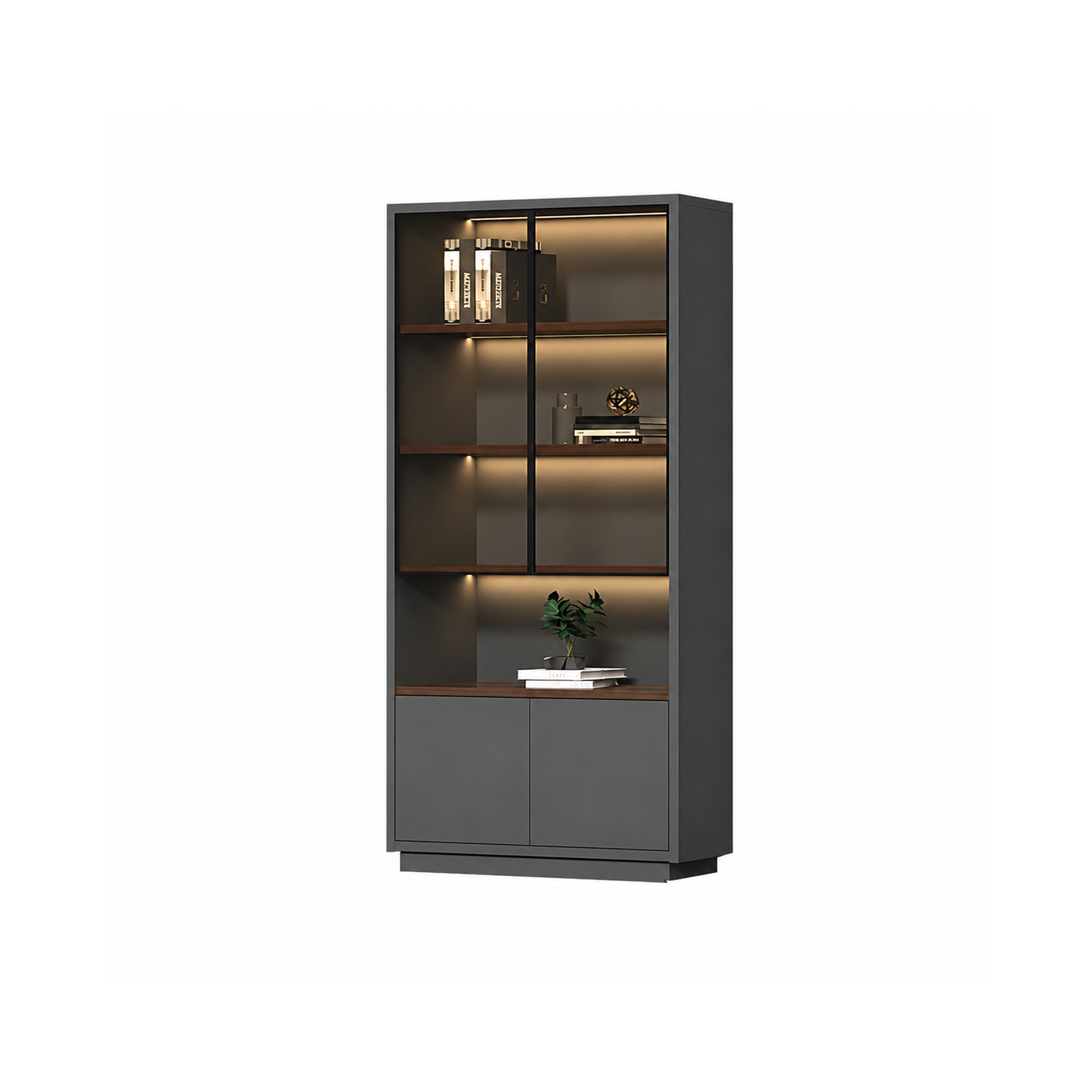 Modern Open-Shelved Executive Storage Cabinet