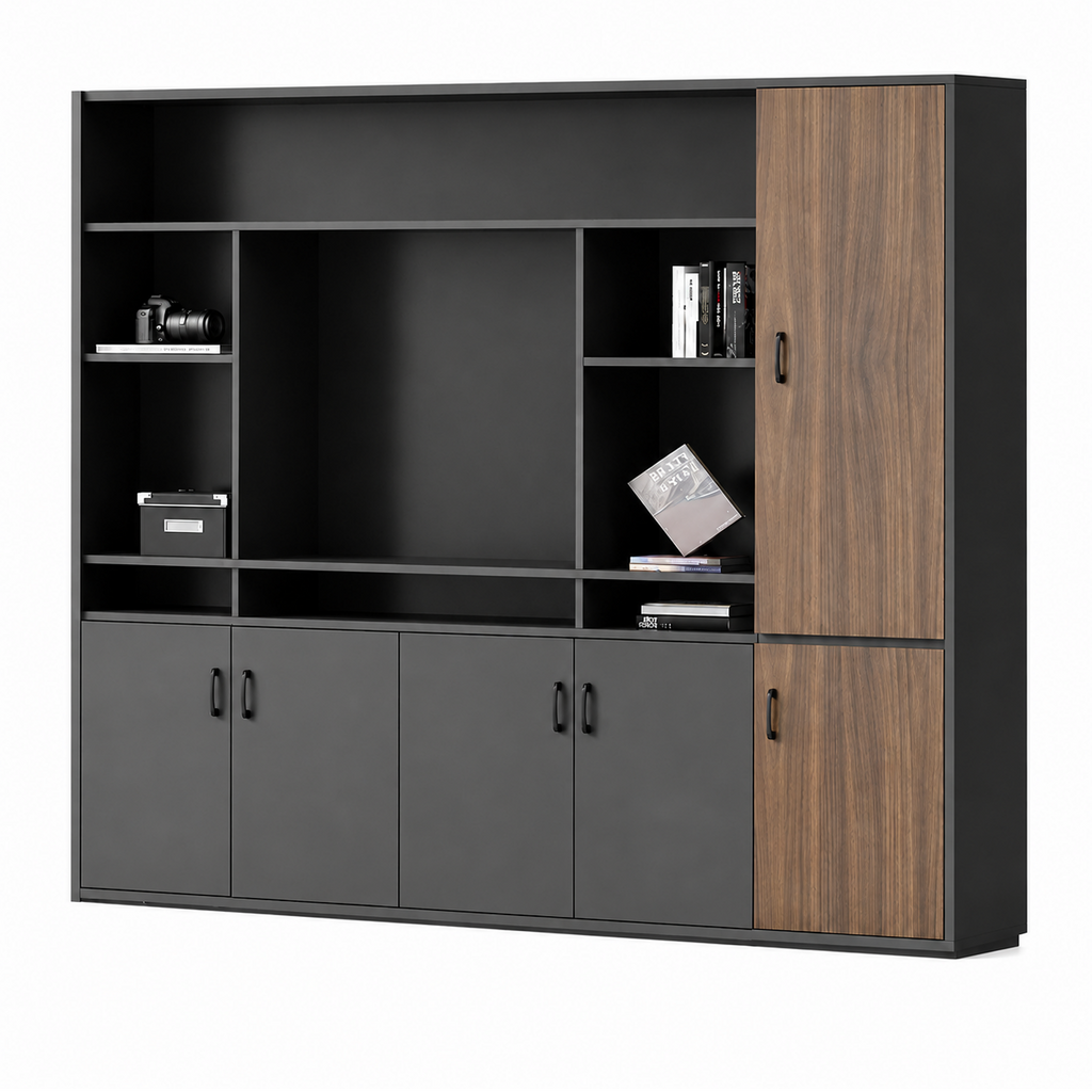Modern Executive Storage Cabinet with Display Shelves