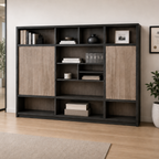 Modern Two-Tone Office Storage Cabinet with Open Shelving