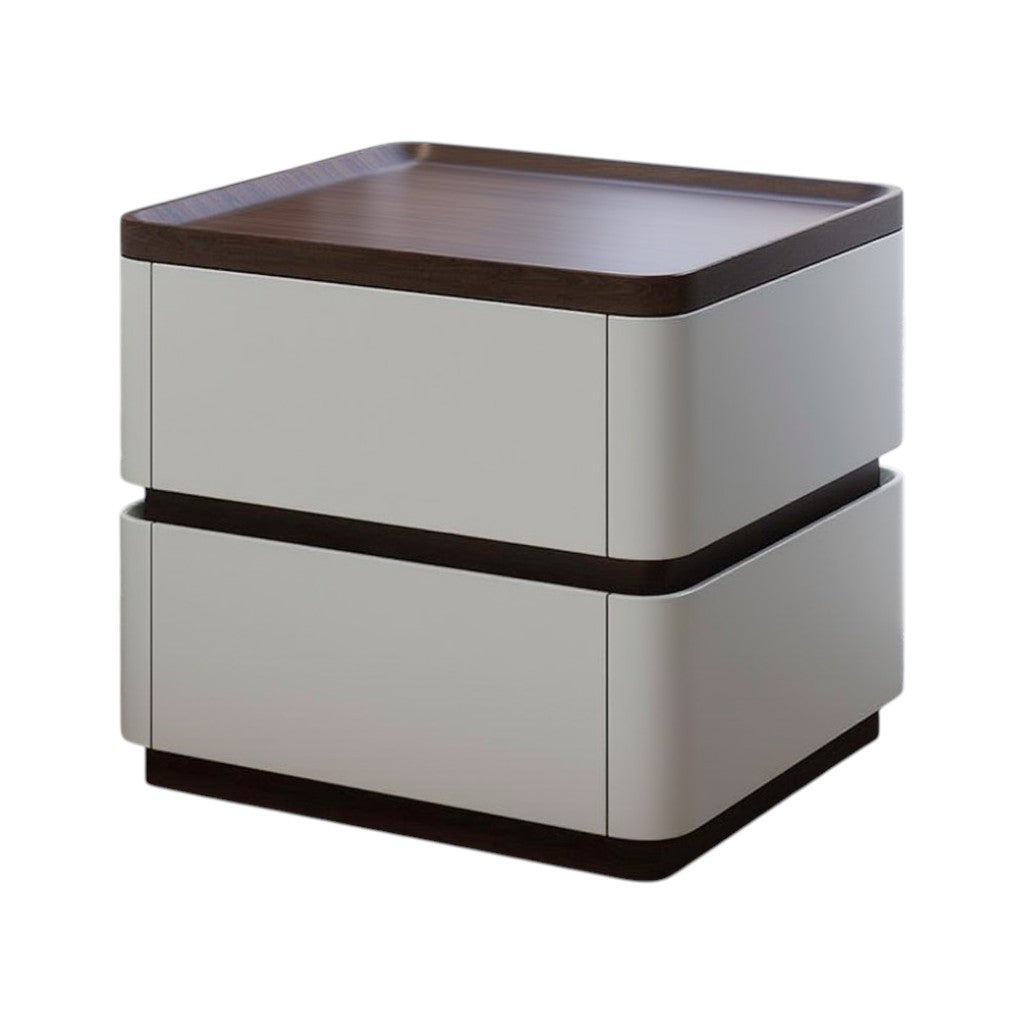 Modern Bedside Table with 2 Drawers and Rounded Edges