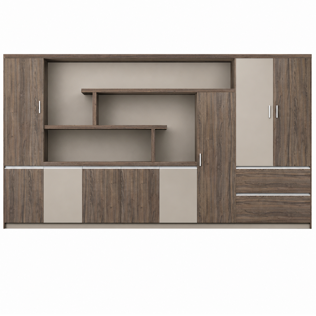 Contemporary Executive Office Storage Cabinet with Display Shelving