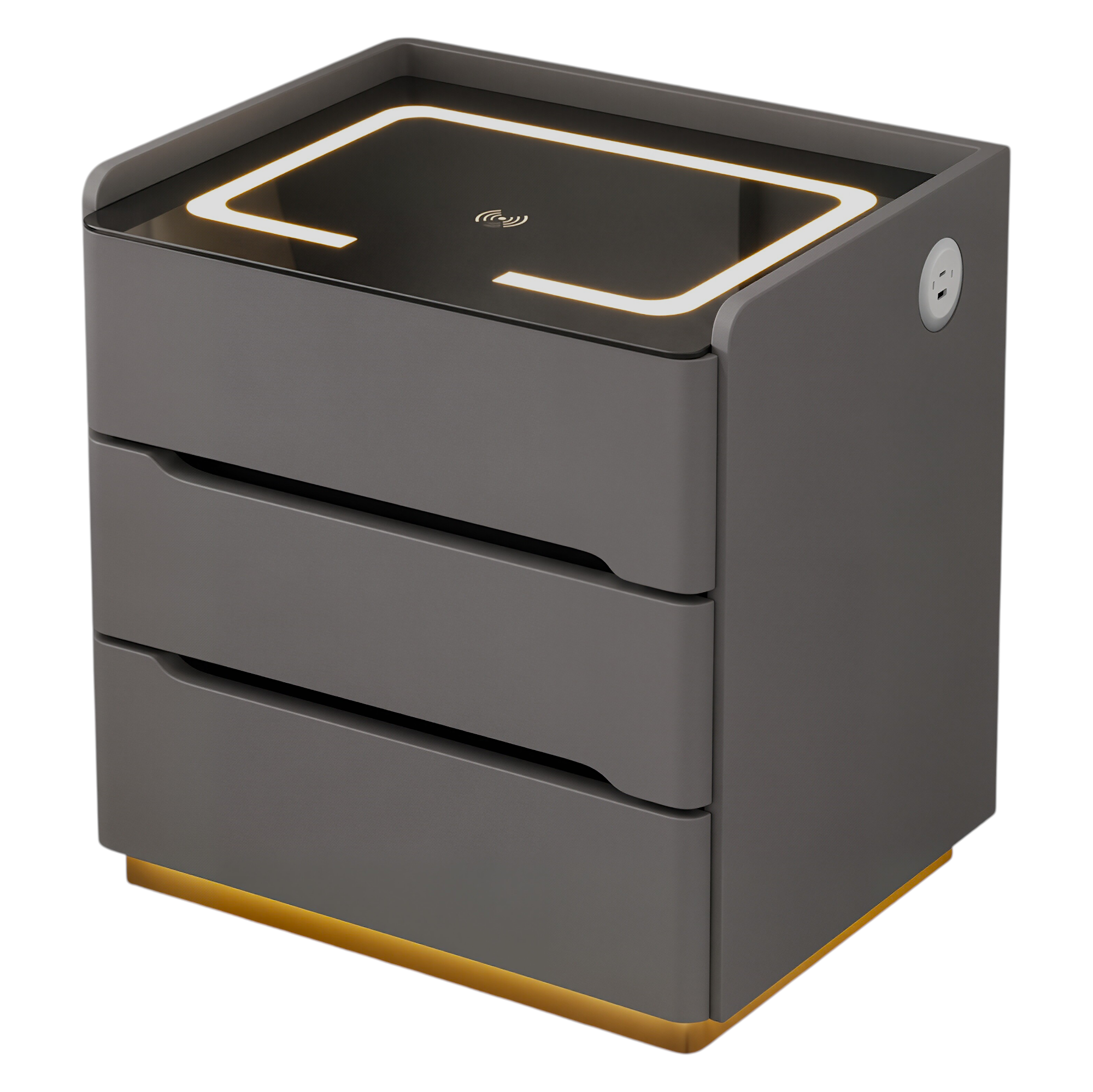 Smart Bedside Table with Wireless Charging and LED Light