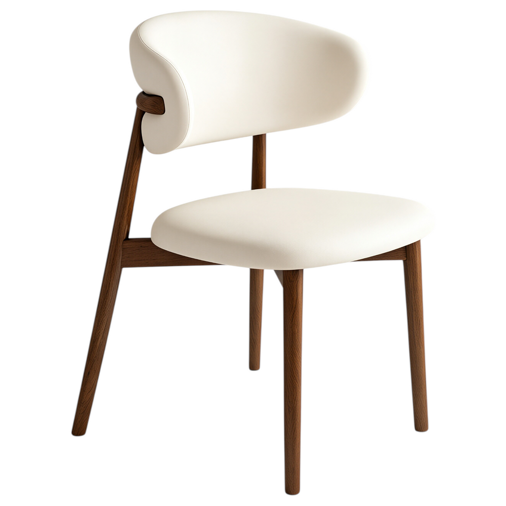 Modern Upholstered Home Chair with Curved Backrest and Solid timber Legs