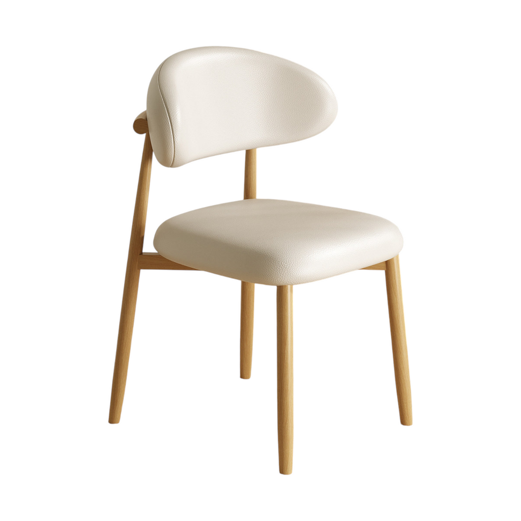 Modern Upholstered Home Chair With Curved Backrest And Steel Legs