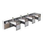 Office Workstation Desk with Privacy Panels and Integrated Storage