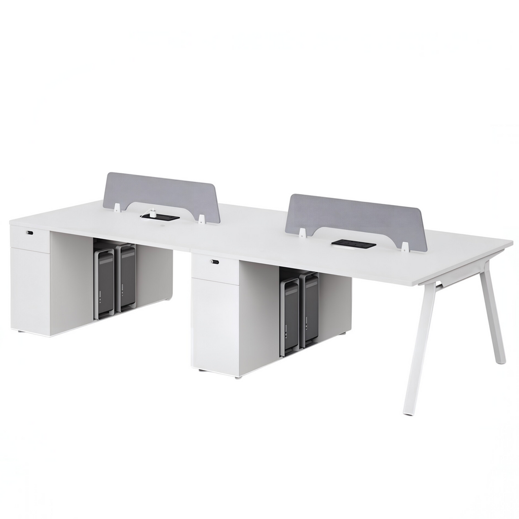 Minimalist Bench Workstation with Screen Panels