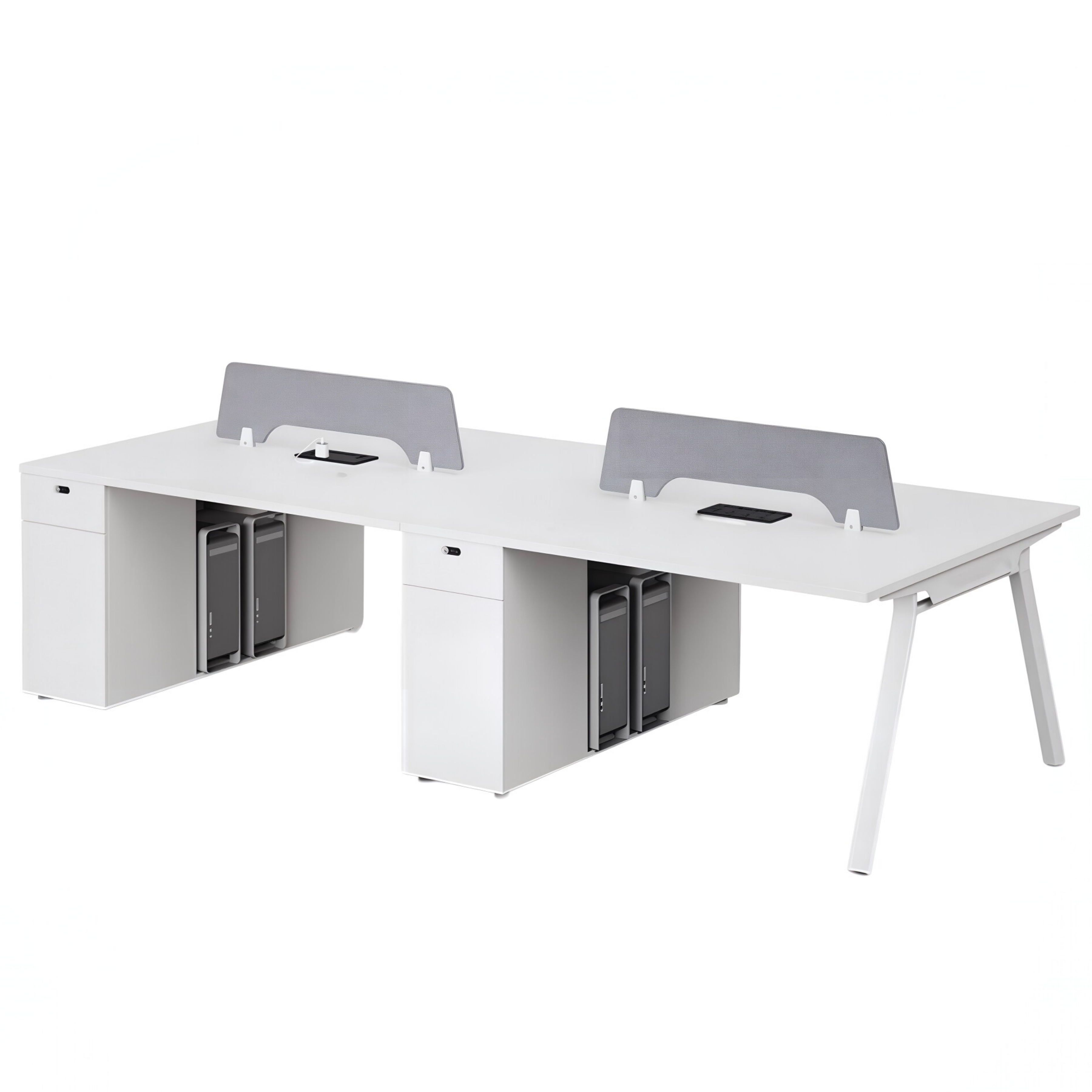 Minimalist Bench Workstation with Screen Panels