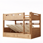 Space-Saving Timber Bunk Bed with Drawers and Stairs