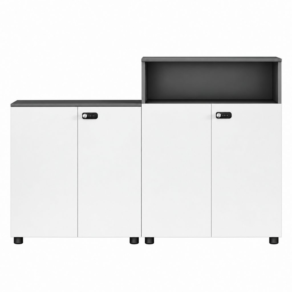 Contemporary Modular Office Storage Cabinet with Secure Custom Option