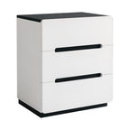 Minimalist Rounded Bedside Table with Concealed Pull Handles and Drawer Storage