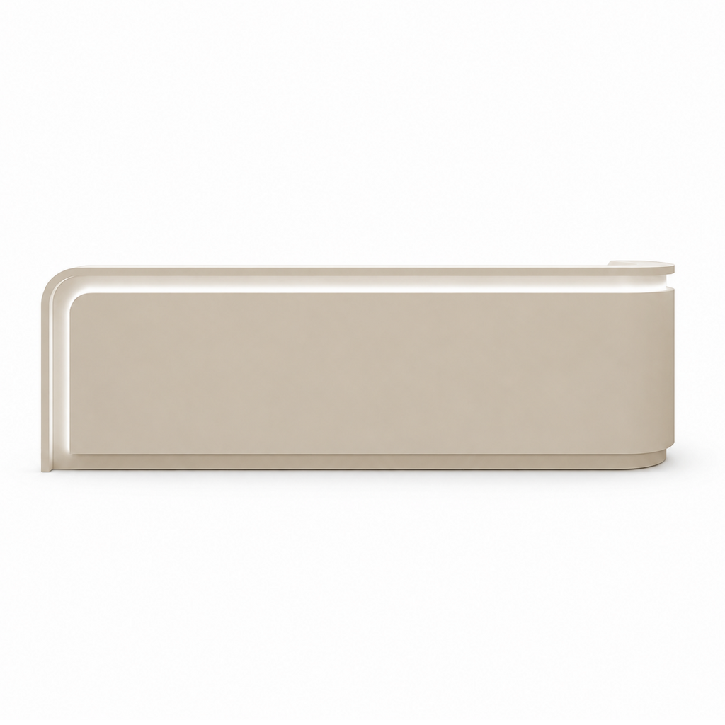 Aura Modern Curved Reception Counter with LED Ambient Lighting