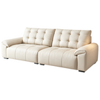 Minimalist Leather Sofa with Generous Seating and Sculpted Contemporary Form