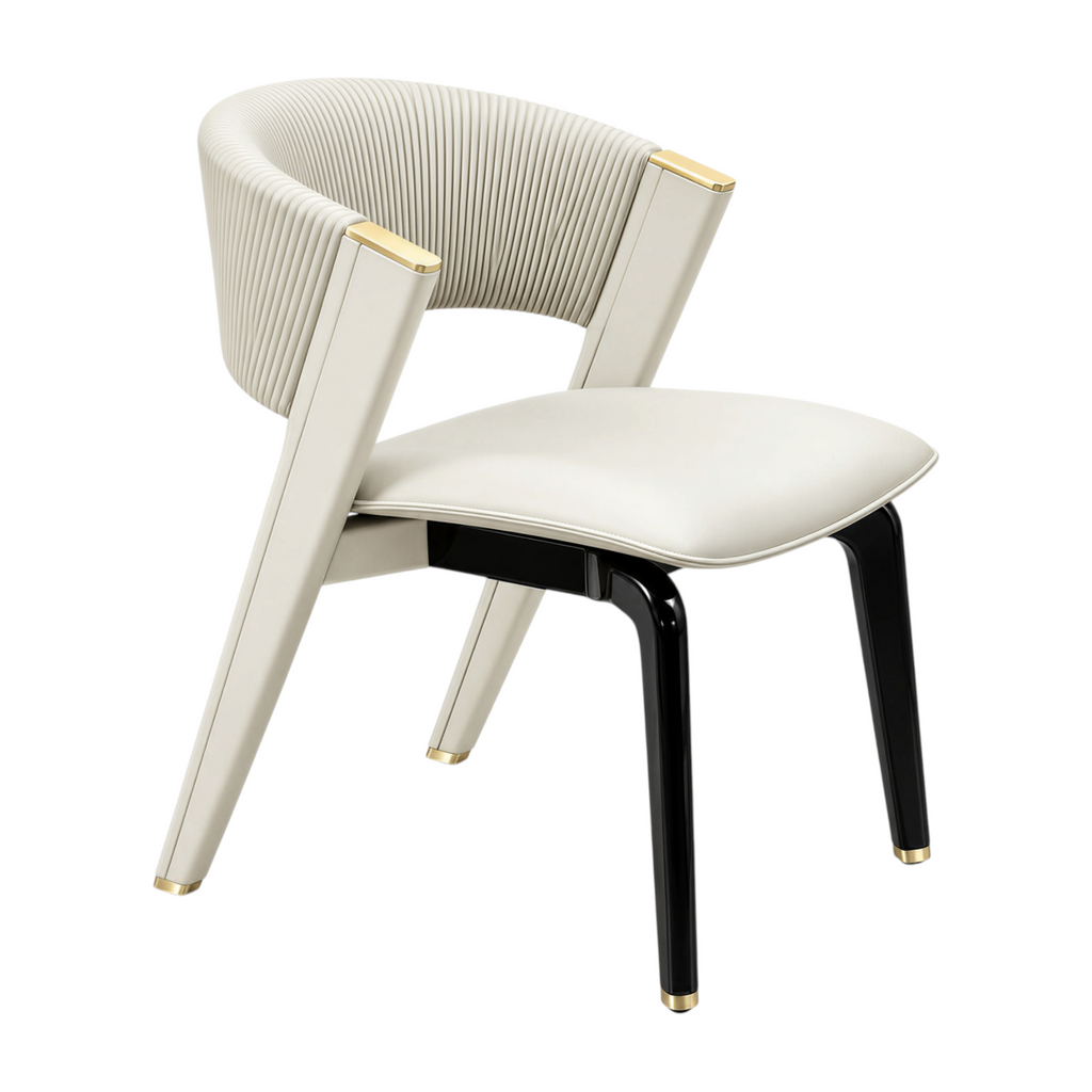 Modern Dining Armchair with Ribbed Upholstery and Colour Options