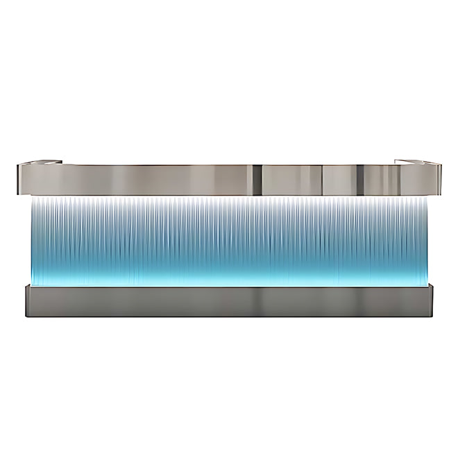 Stainless Steel Salon Reception Desk with LED Acrylic Front